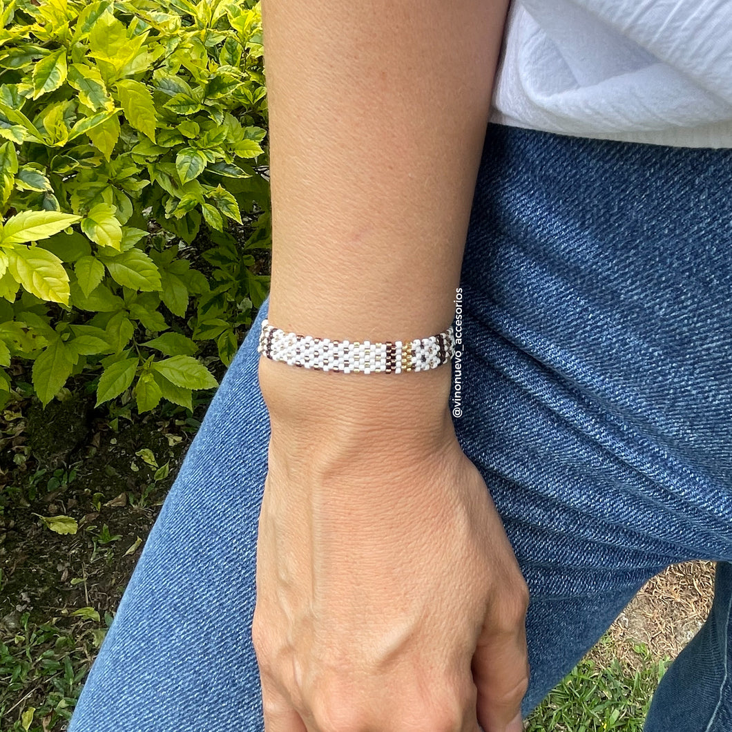 Pulsera Blanco Dorado